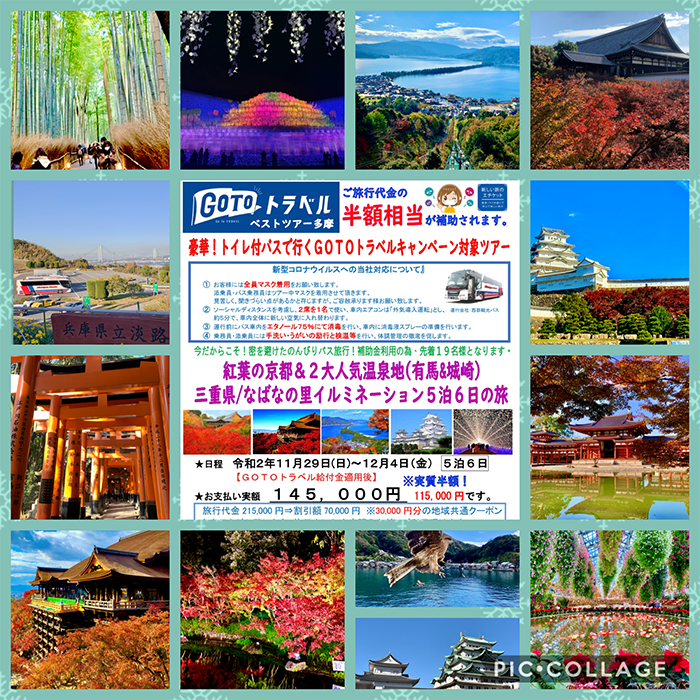 京都6日間。GOTOトラベルと旅行の事ならベストツアー(調布市)